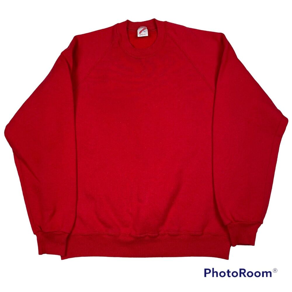 Vintage Jerzees Red Blank Sweatshirt Mens XL 46 Made In USA